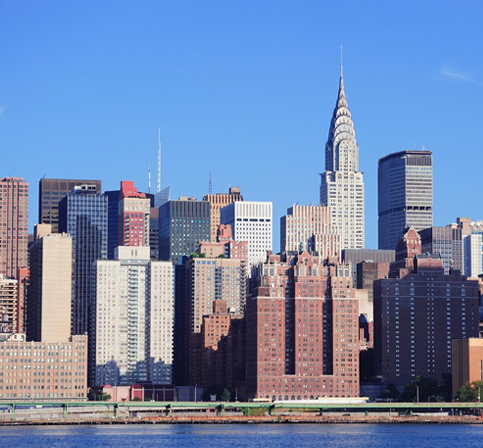 City skyline representing the built environments we model