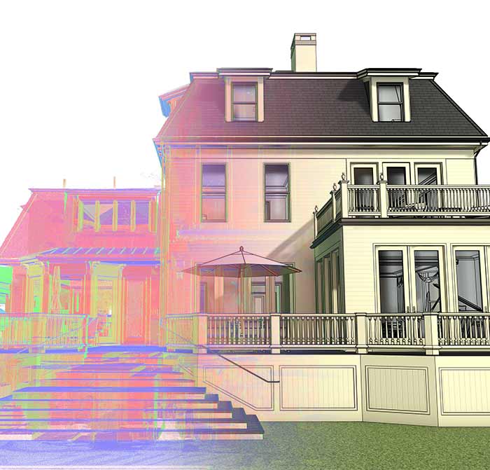 Raw laser scan data converted into a coordinated BIM model